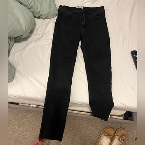 A&F super high rise skinny jeans black with frayed hem